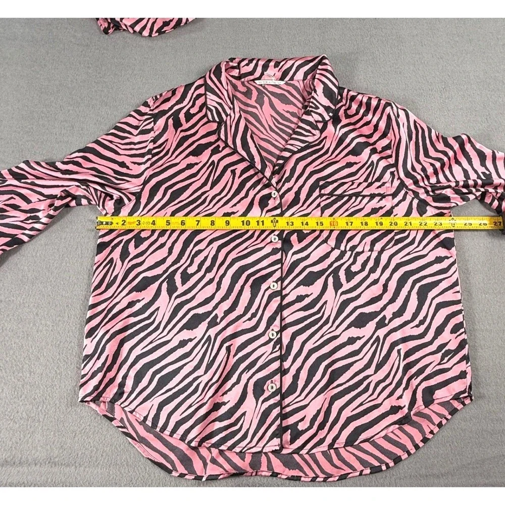 Victoria's Secret Zebra Print Pajama Set Pink Black Button Top Pants XL Comfort - Picture 11 of 12